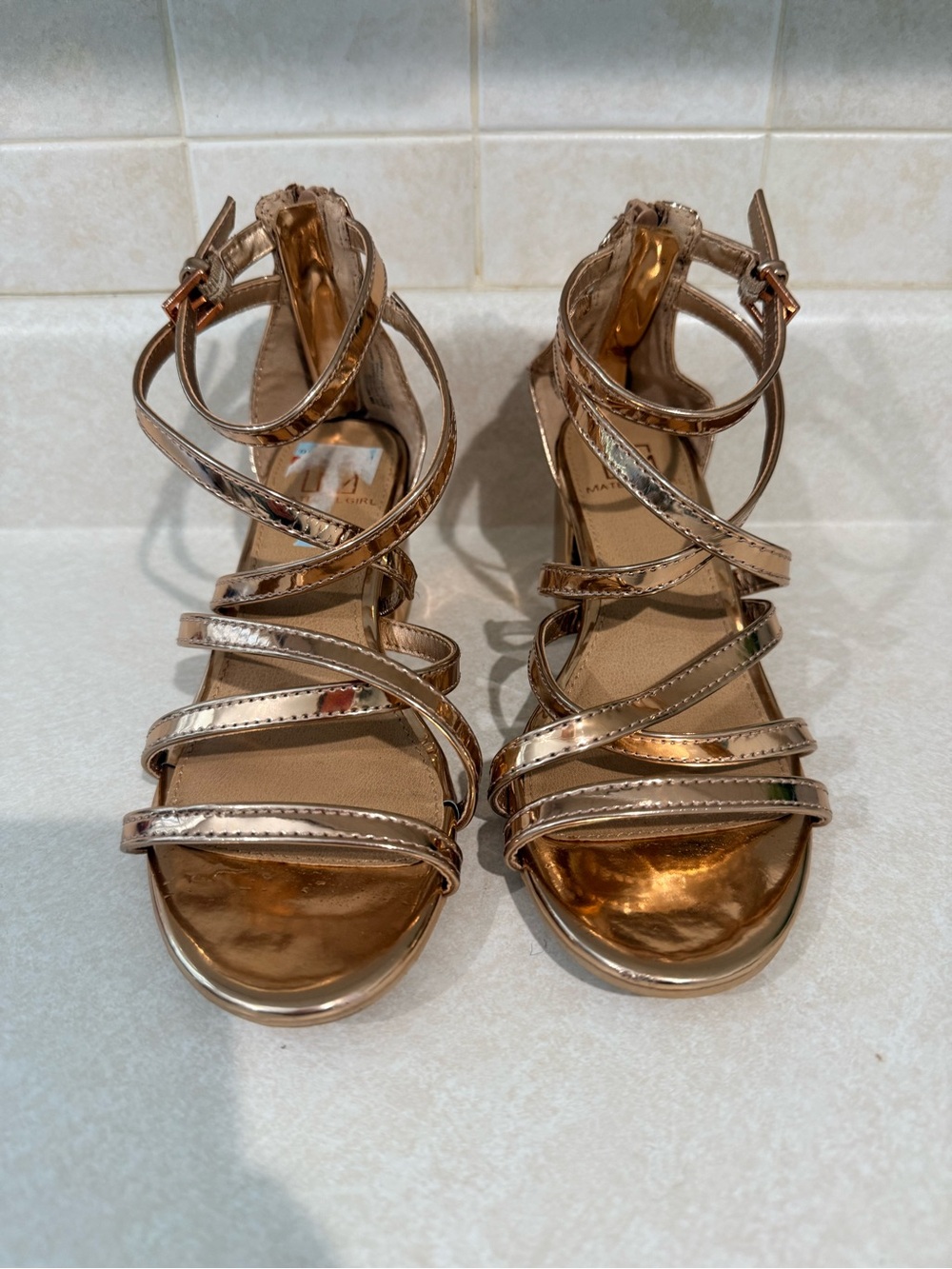 Material Girl Rose Gold Strappy Gladiator Sandals